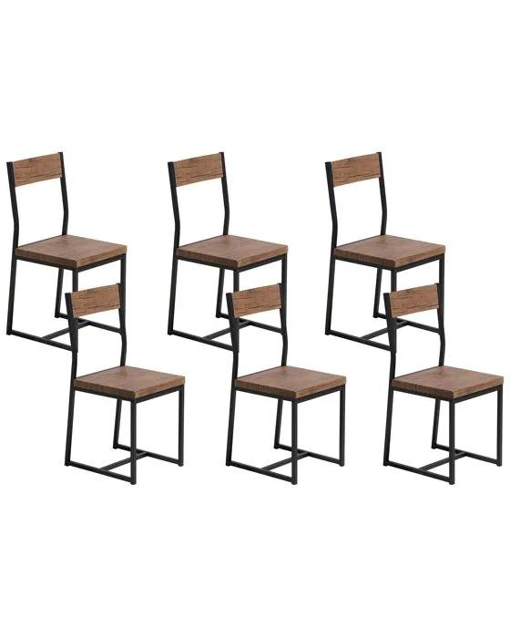 beliani dining chairs laredo brown/black 6 pack