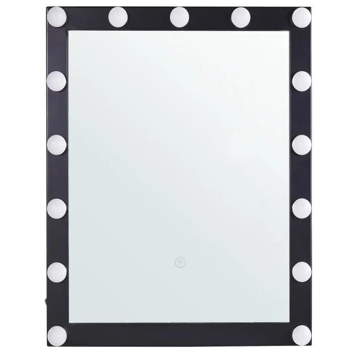 beliani bathroom mirror odenas led black 50x60cm