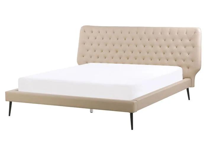 beliani double bed essonne beige 160x200 cm