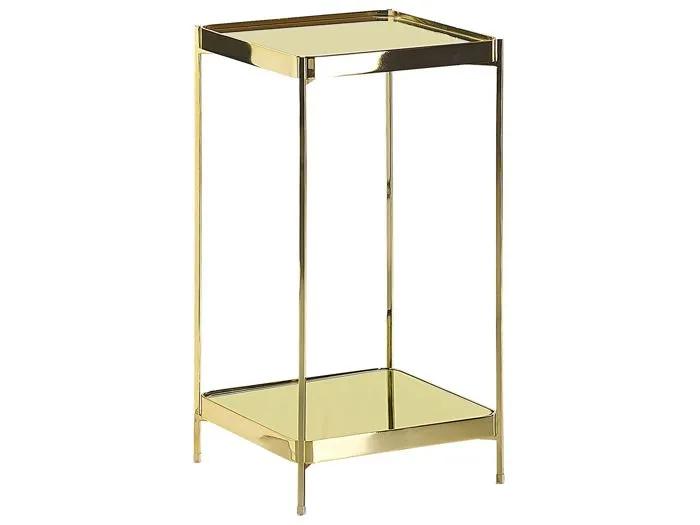 beliani side table alsea gold tempered glass 29x29x60 cm