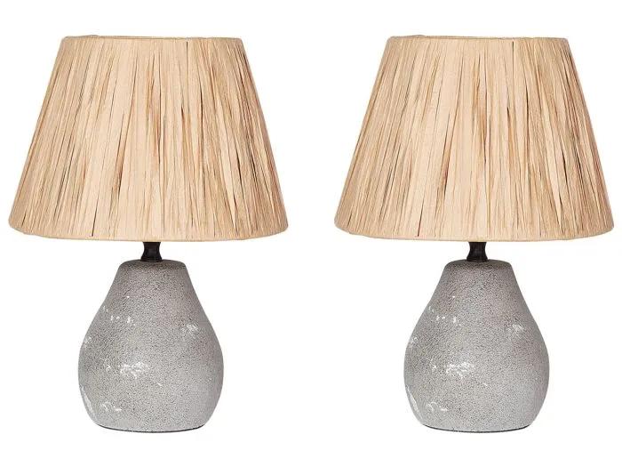 beliani table lamp arwadito gray ceramic 31cm 2 pack