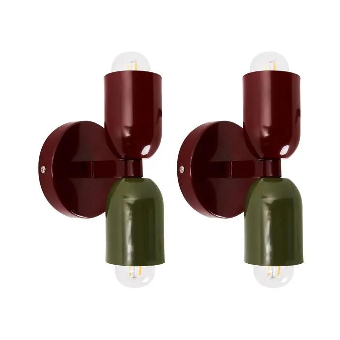 beliani wall lamps topi red/green 2 pack