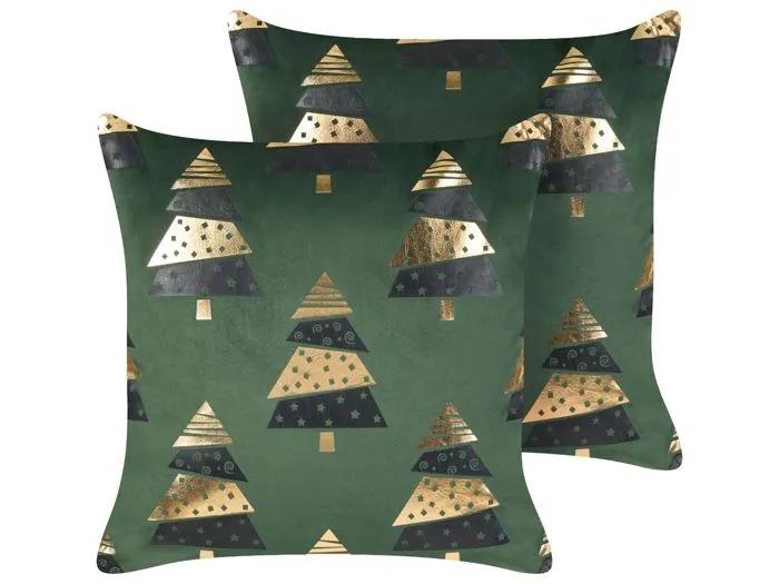 beliani decorative cushions goldspruce 45x45 cm green