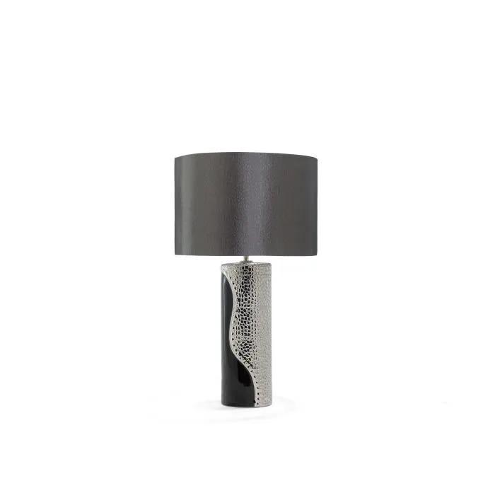 beliani table lamp aiken porcelain black/silver 1 piece