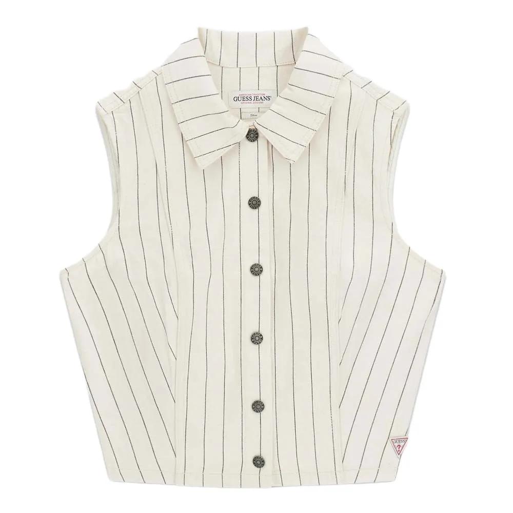 guess crop shirt sleeveless beige m