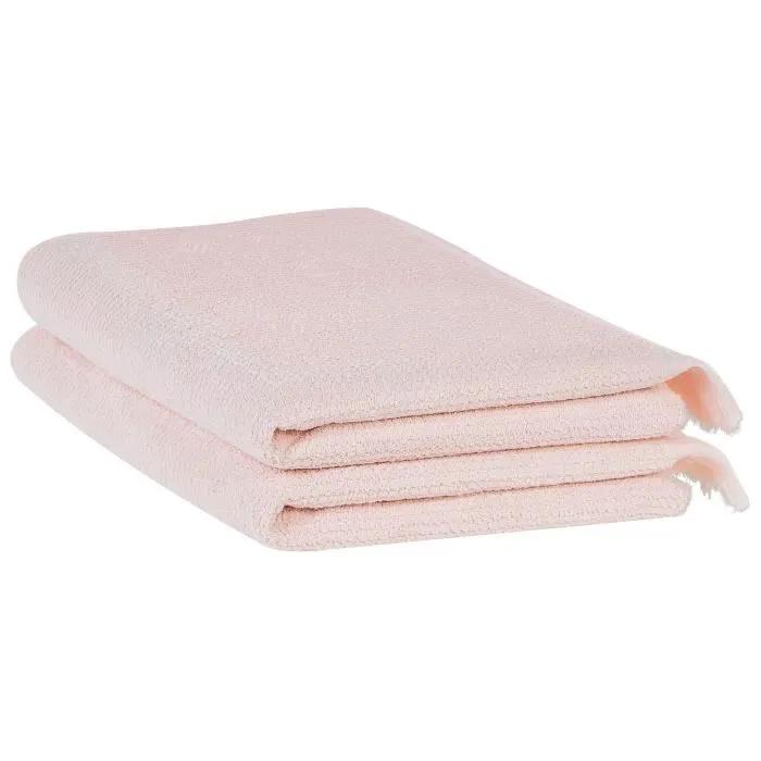 beliani bath towels atiu pastel pink 2 pack