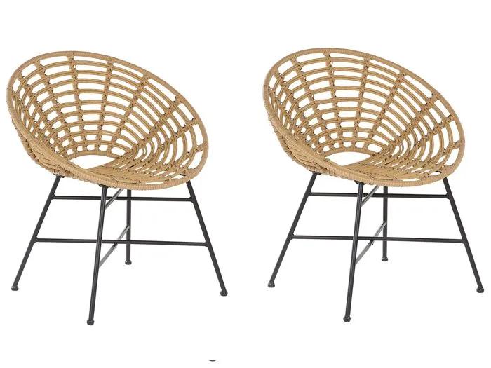beliani garden chairs acerra natural 2 pack