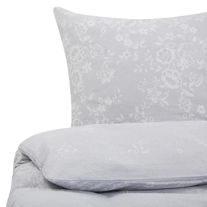 beliani duvet cover set morningside cotton satin gray 220x240 cm