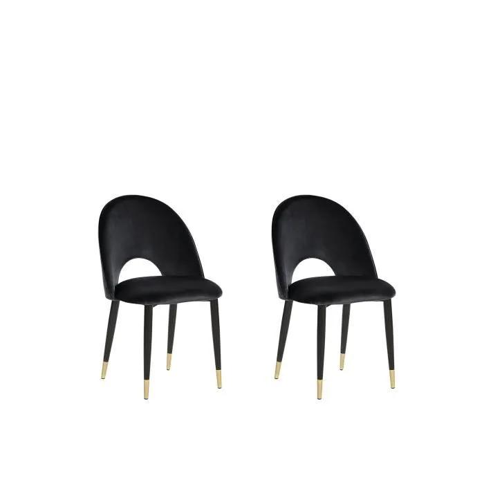 beliani dining chairs magalia black velvet 2 pack
