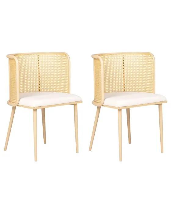 beliani dining chairs kobuk metal light brown 2 pack