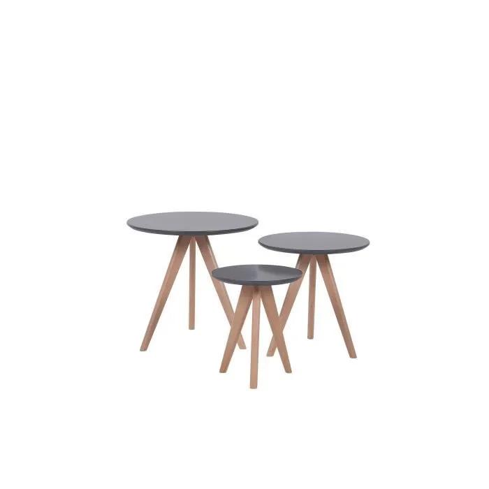 beliani coffee table set vegas gray 3 pack