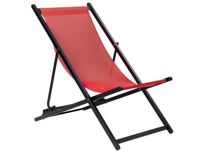 beliani deck chair locri ii red/black adjustable