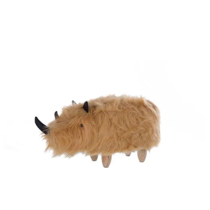 beliani animal stool woolly rhinoceros beige sand
