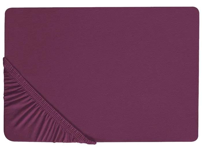 beliani fitted sheet janbu cotton 90 x 200 cm burgundy