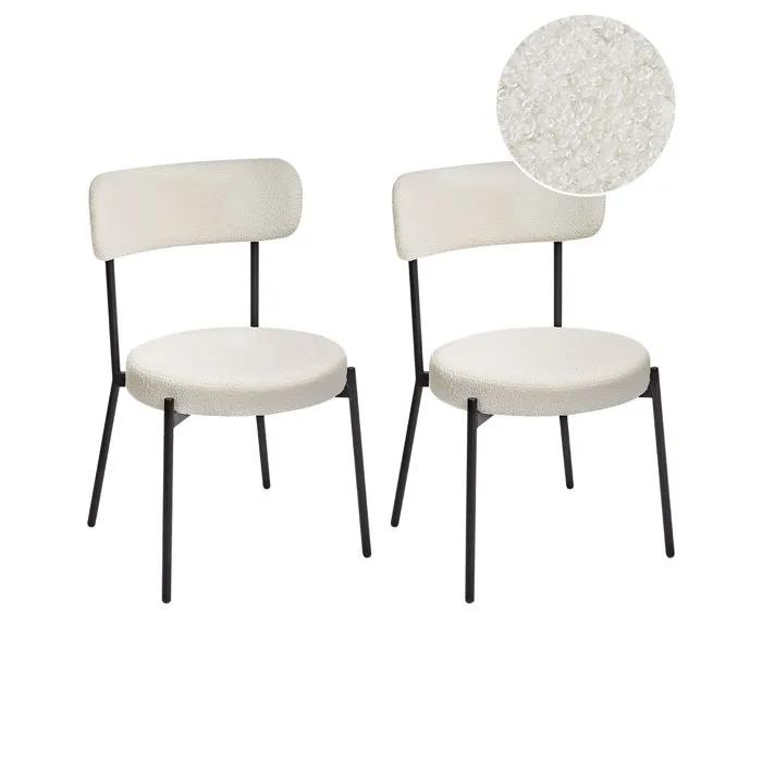 beliani dining room chairs allison bouclé white 2 pack