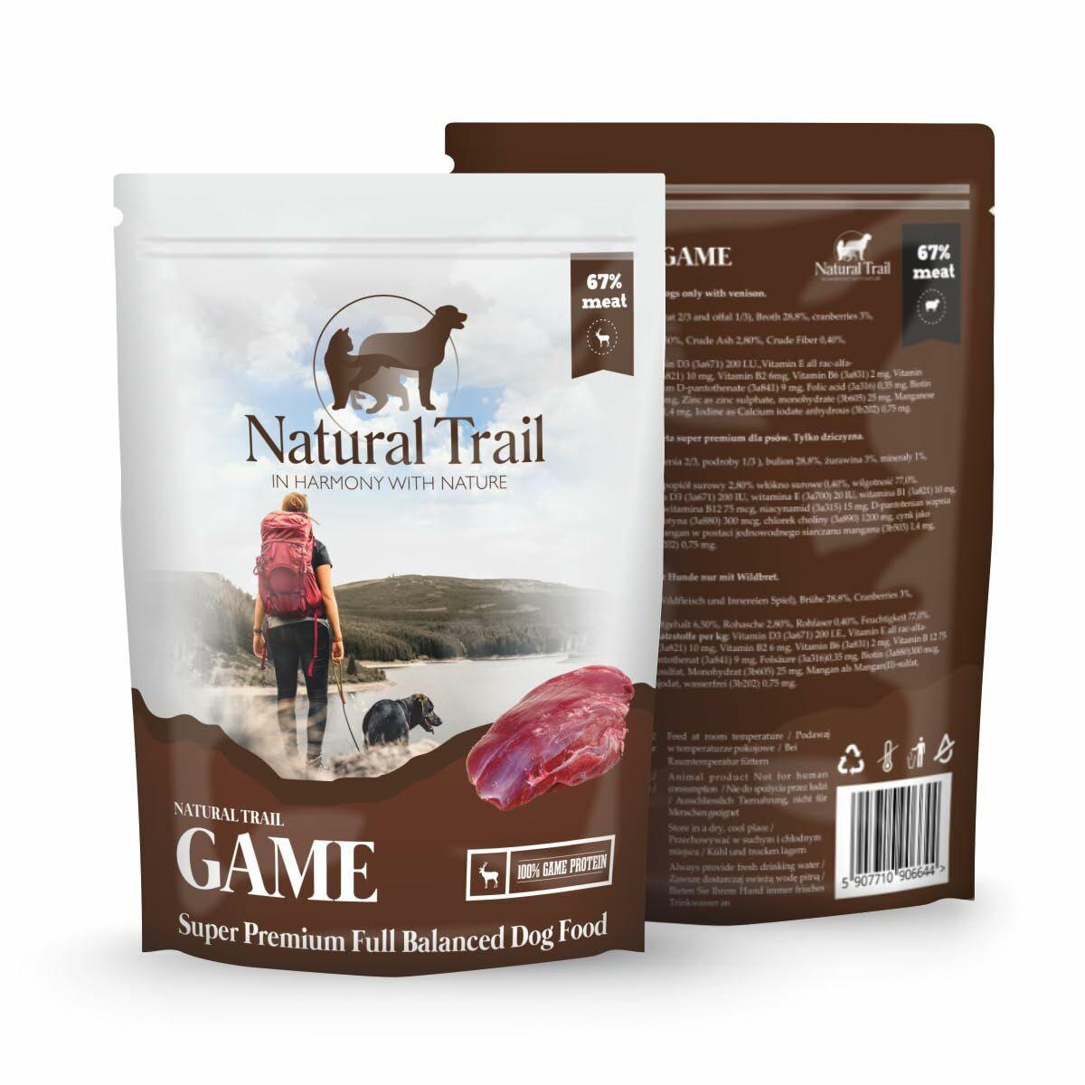 natural trail wet dog food game 500g