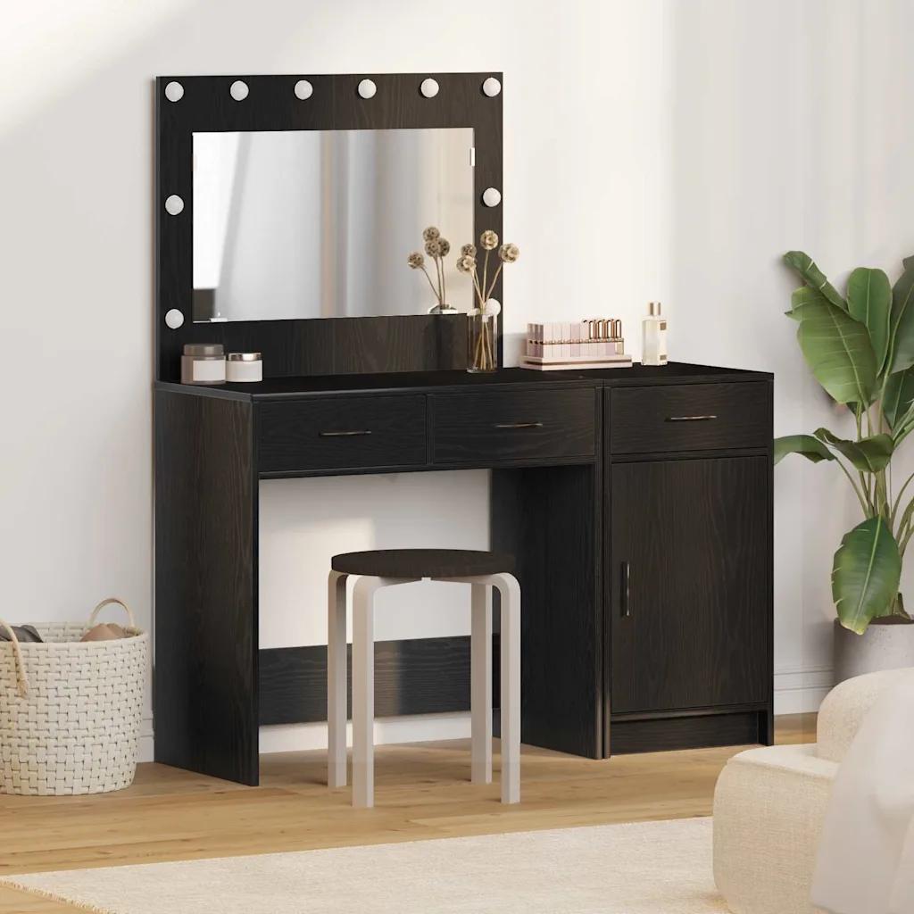 vidaxl dressing table 2 pcs black engineered wood