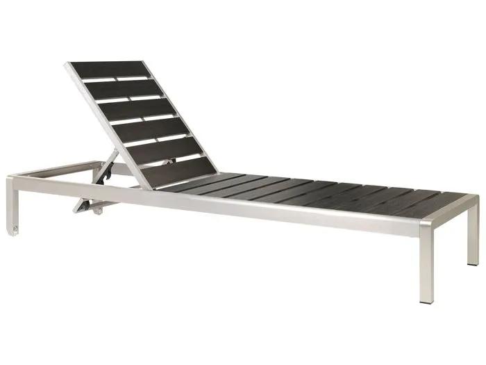 beliani garden lounger nardo black/silver adjustable