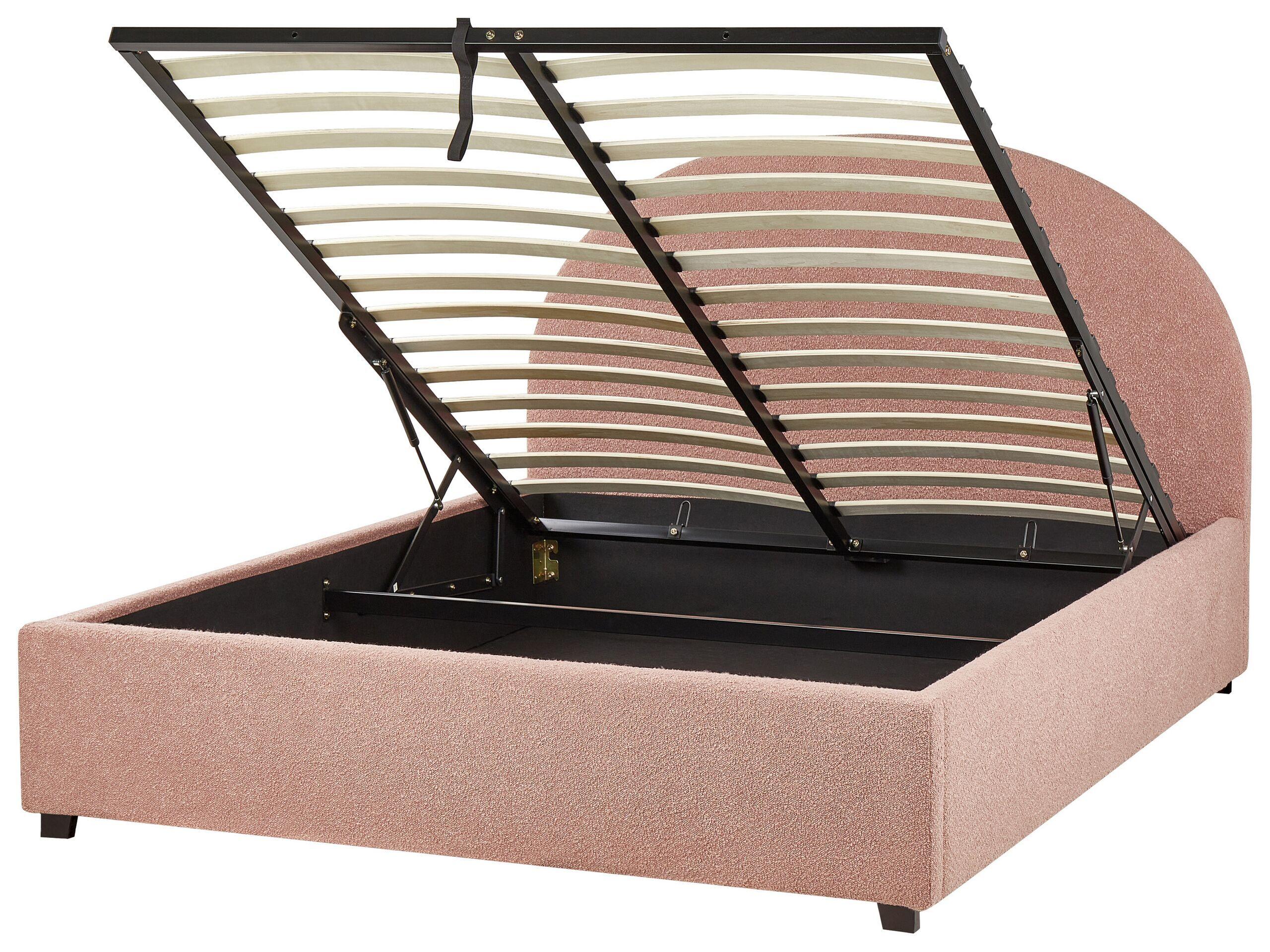 beliani double bed vaucluse bouclé pastel pink 140x200cm