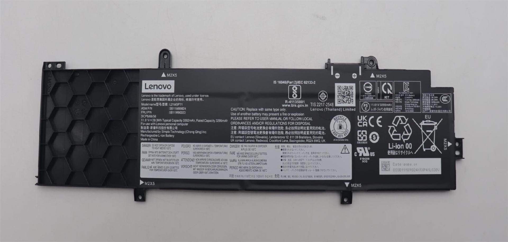 lenovo laptop battery internal 3 cell 39.3wh 3392mah