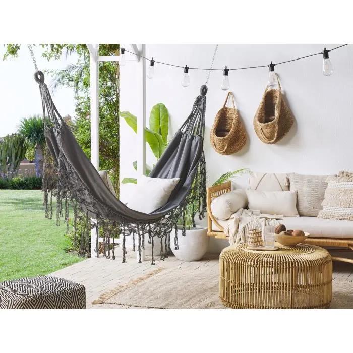 beliani hammock rocca cotton gray 290x150x0.5