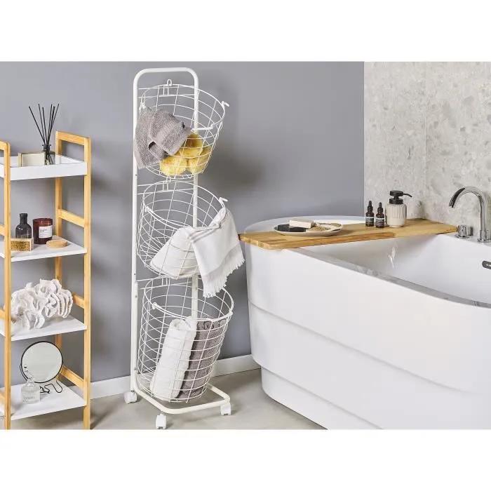 beliani storage cart ayapal white 3 baskets