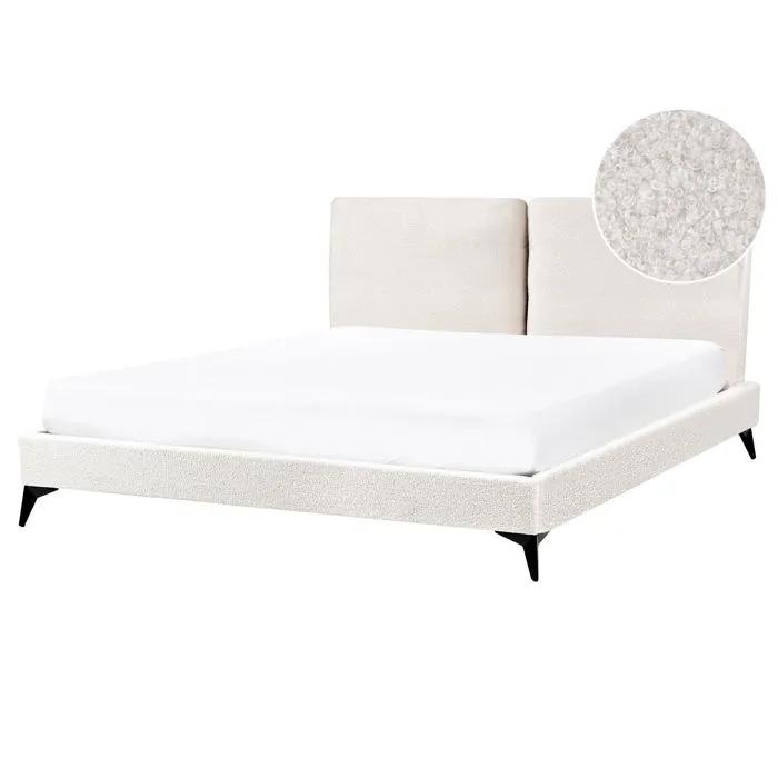 beliani double bed bouclé melle 160x200cm