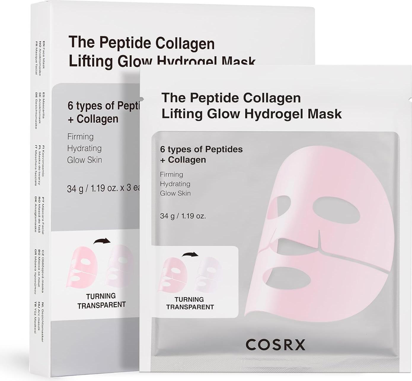 cosrx hydrogel mask peptide collagen lifting glow 3 pack
