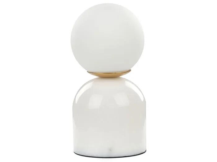 beliani table lamp kiwi marble white 28w
