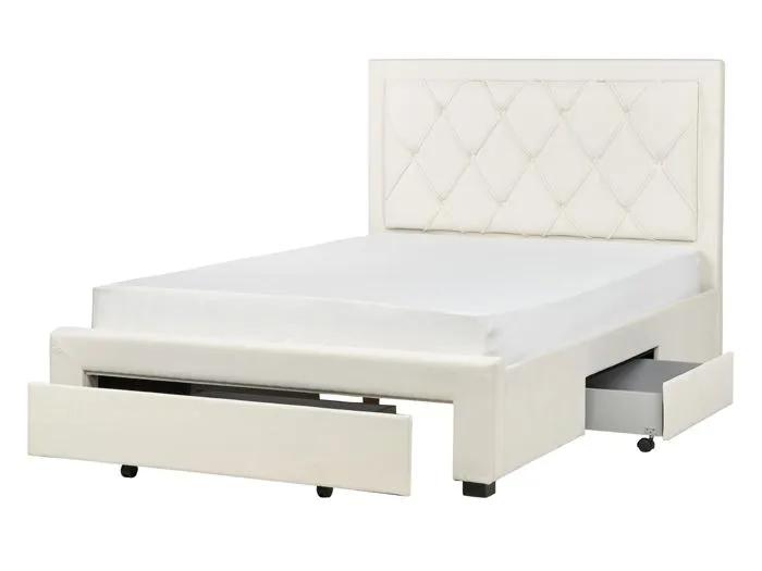 beliani bed frame lievin velvet cream 140x200 cm