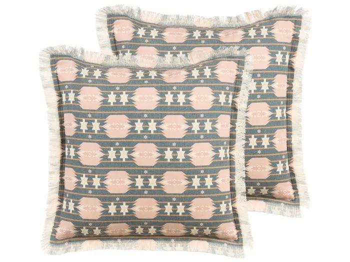 beliani decorative cushions dianthus multicolor 60x60cm 2 pack
