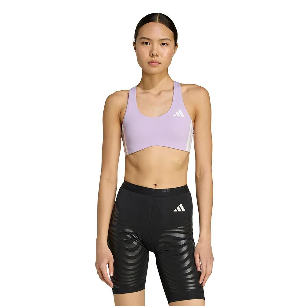 adidas sports bra adizero run medium impact violet l