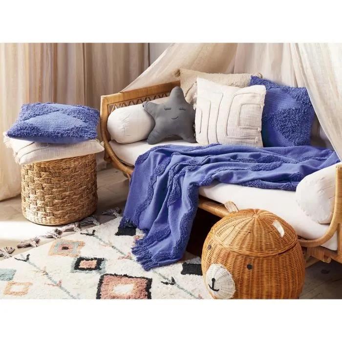 beliani blanket khari cotton 125x150cm violet