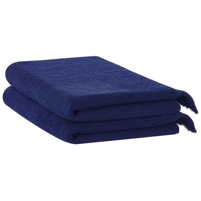 beliani bath towels atiu blue marine 2 pack