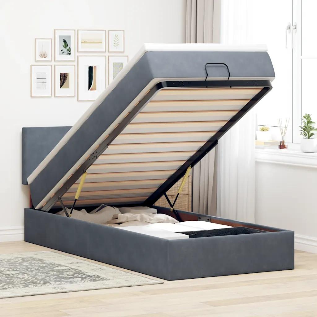 vidaxl ottoman bed frame with mattress grey 80x200 cm velvet