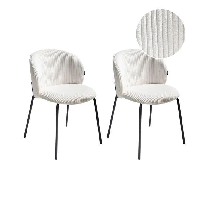 beliani dining chairs miles corduroy cream 2 pack