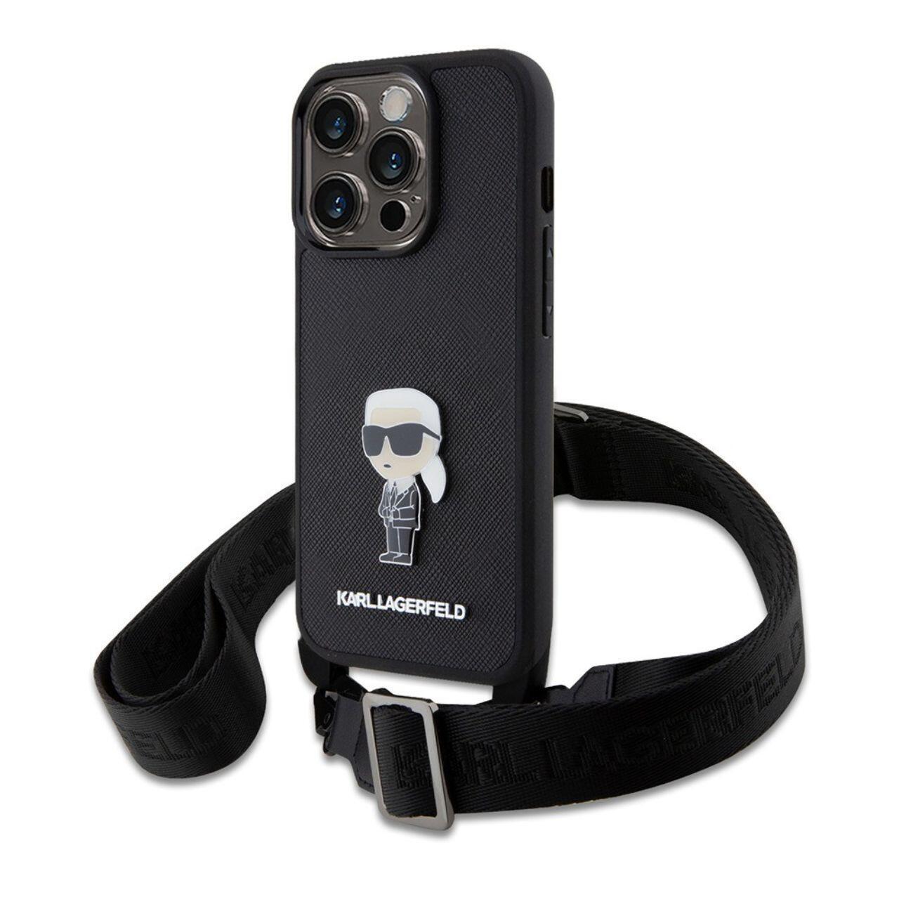 karl lagerfeld phone case saffiano ikonik iphone 15 pro black