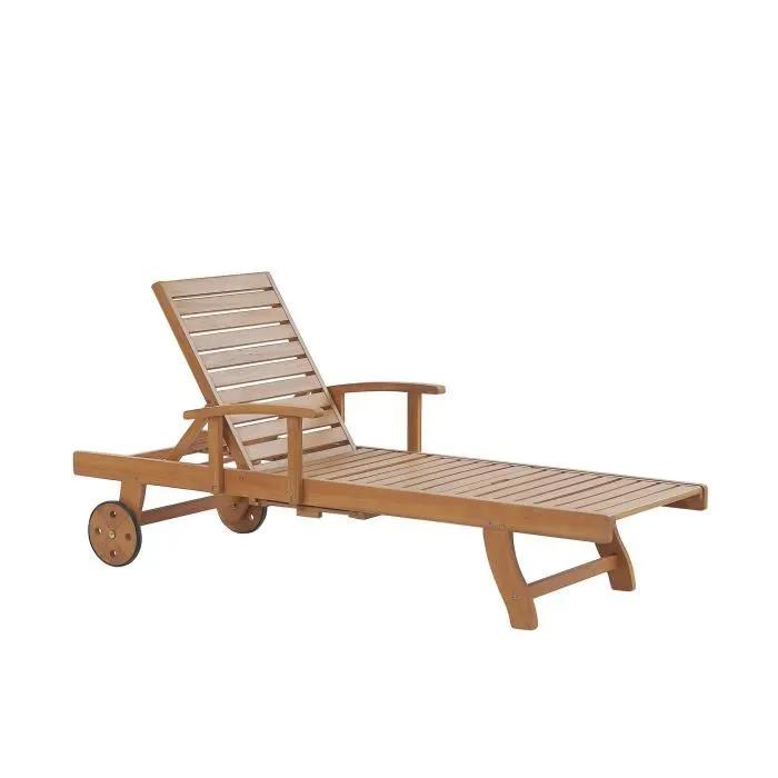 beliani sun lounger java acacia wood adjustable