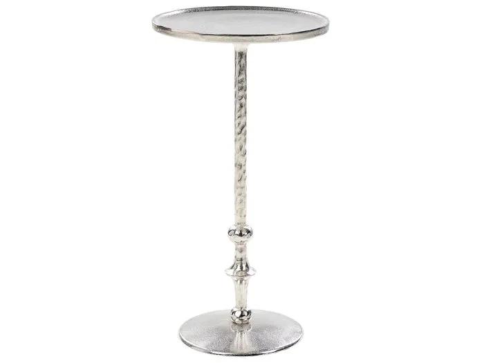 beliani side table meda silver aluminum round 32 cm