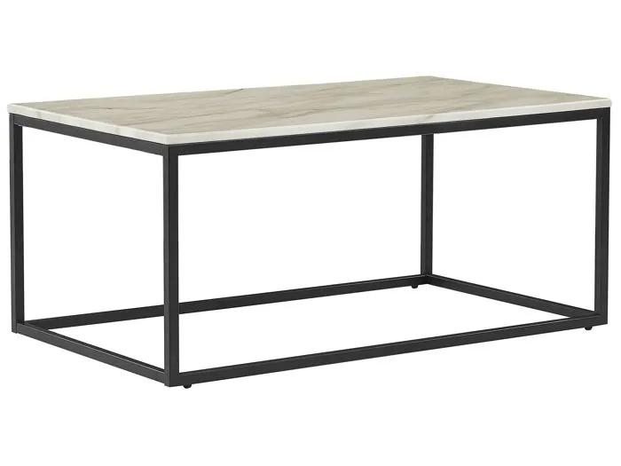 beliani coffee table delano marble effect beige/black 60x100x45 cm