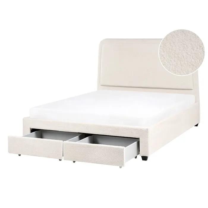 beliani double bed sardent bouclé 140x200 cm