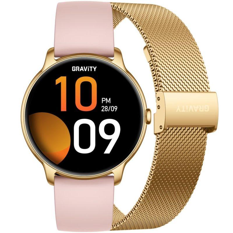 gravity smartwatch gt31-1 gold strap pink silicone