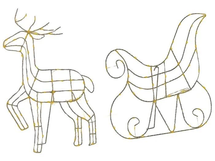 beliani led decoration reindeer sleigh silver 46cm