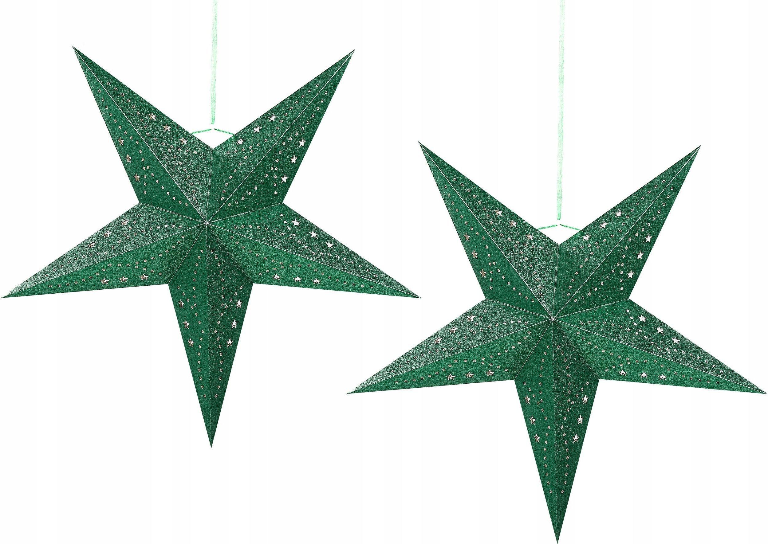 beliani decorative stars led motti green 60cm 2 pack