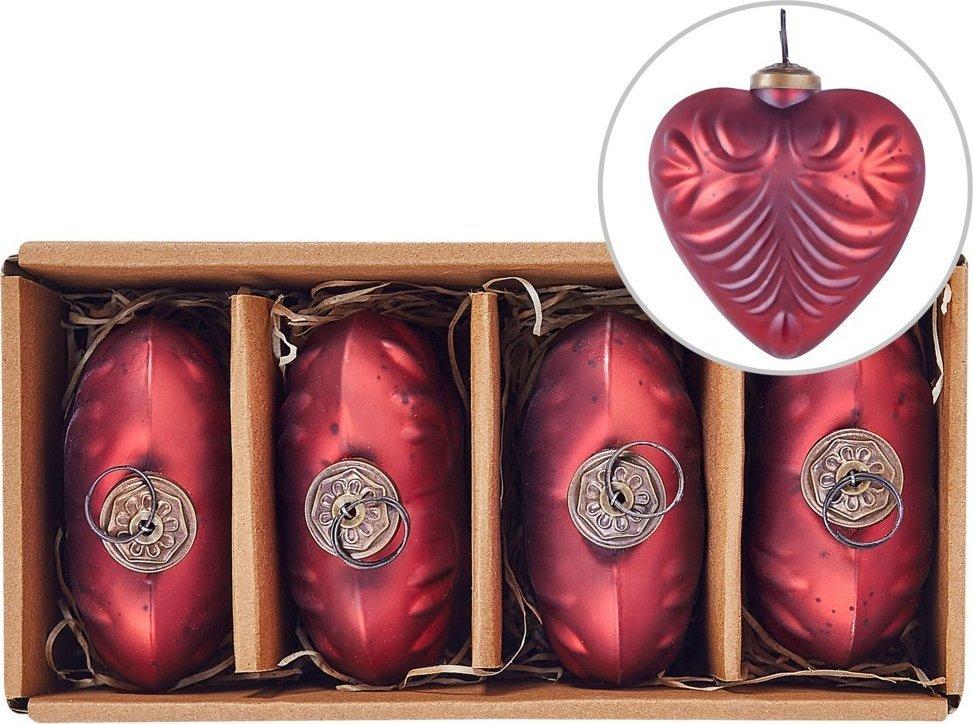 beliani christmas ornaments 4 pack red heart shape
