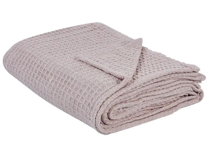 beliani bed cover chagyl cotton 200x220 cm pastel pink