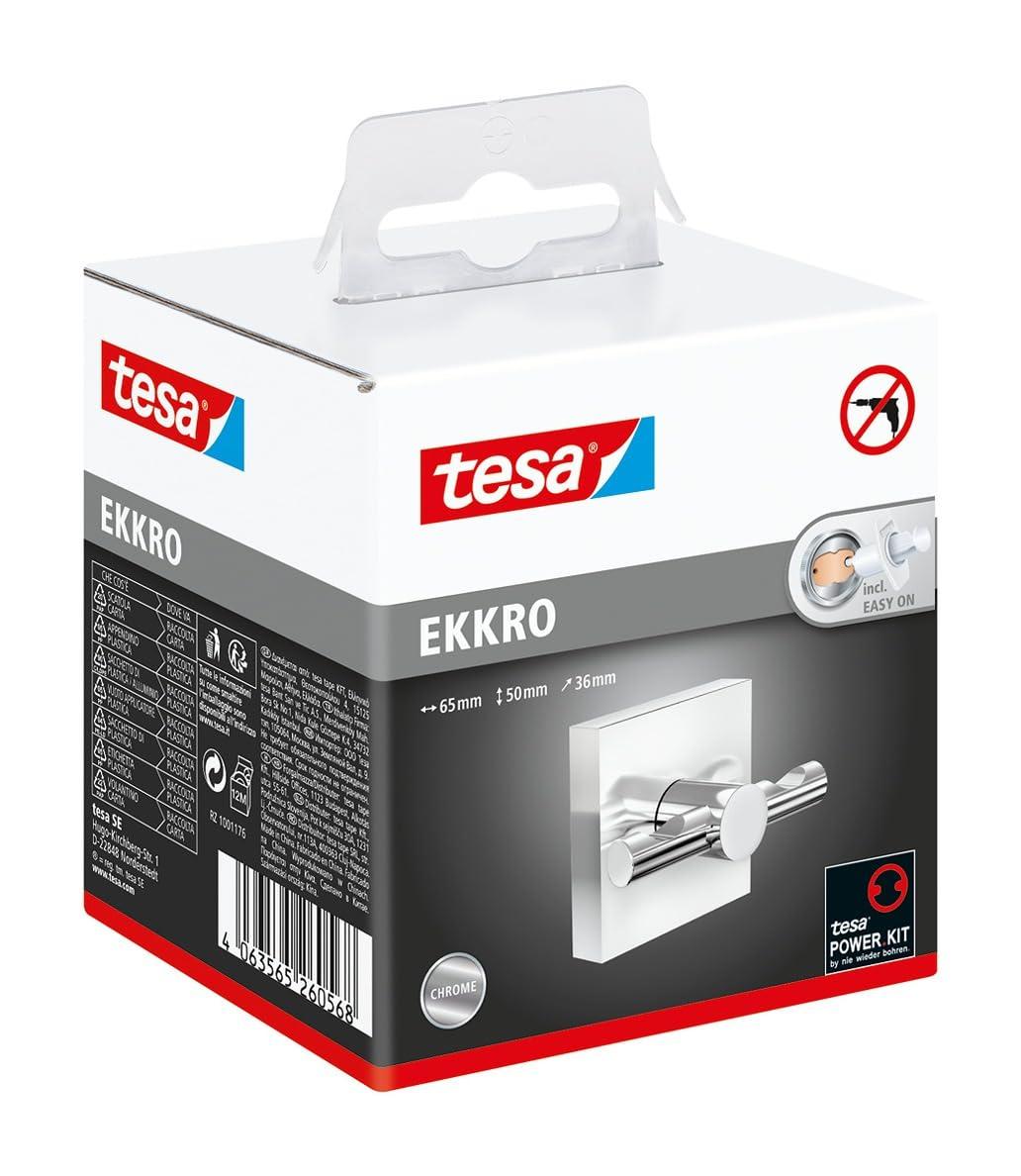 tesa towel hook ekkro chrome adhesive 63mm x 50mm x 50mm