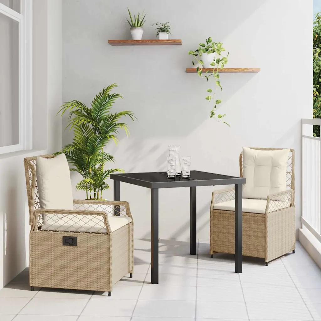 vidaxl garden dining set 3 pcs beige/cream
