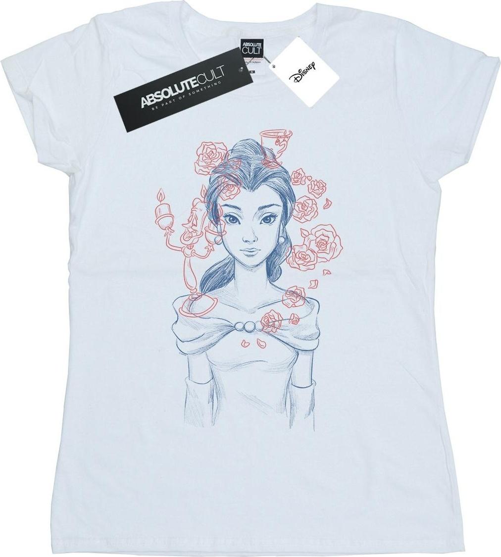 disney t-shirt belle lumiere sketch cotton white xxl