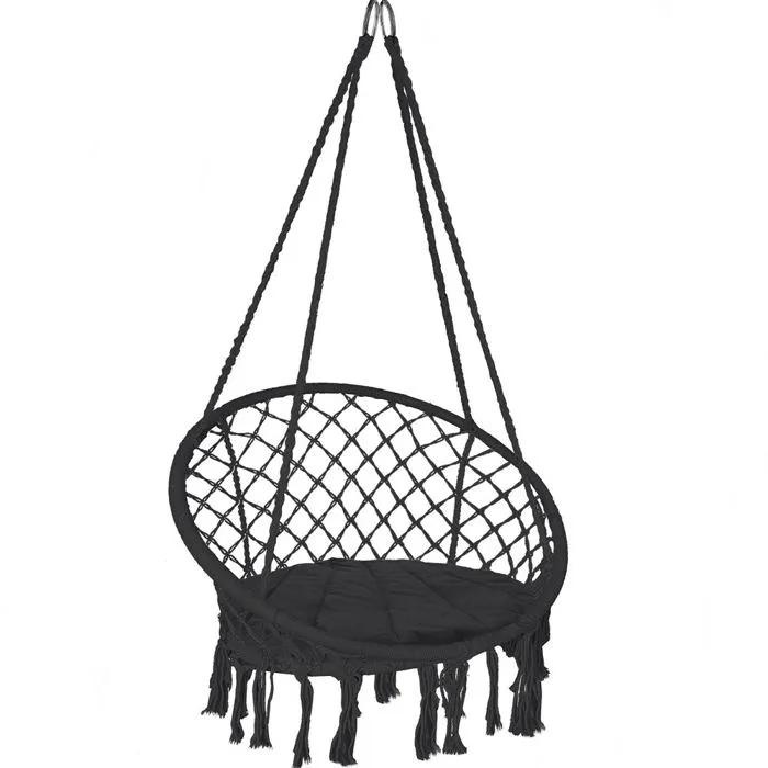 vounot hanging chair with cushion round black
